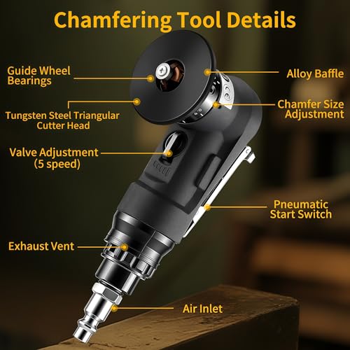 Image of Pneumatic Chamfer Tool, 30000 RPM Air Chamfer Tool with 12C & 8R Blades