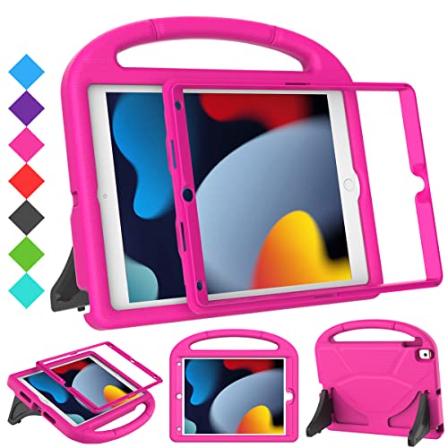 SUPLIK Kids Case for iPad 9th/8th/7th Generation - iPad 10.2 inch 2021/2020/2019 Case with Built-in Screen Protector, Durable Shockproof Handle Stand Kids Cover for Apple iPad 7/8/9 Gen, Pin