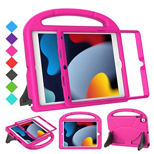 SUPLIK Kids Case for iPad 9th/8th/7th Generation - iPad 10.2 inch 2021/2020/2019 Case with Built-in Screen Protector, Durable Shockproof Handle Stand Kids Case for Apple iPad 7/8/9 Gen, Pink