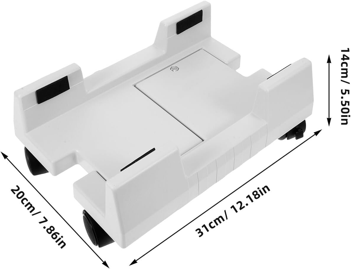 Alipis Computer Tower Stand with Wheels Adjustable Movable Floor Stand White H-Shape CPU Holder for Home Office Desk Use