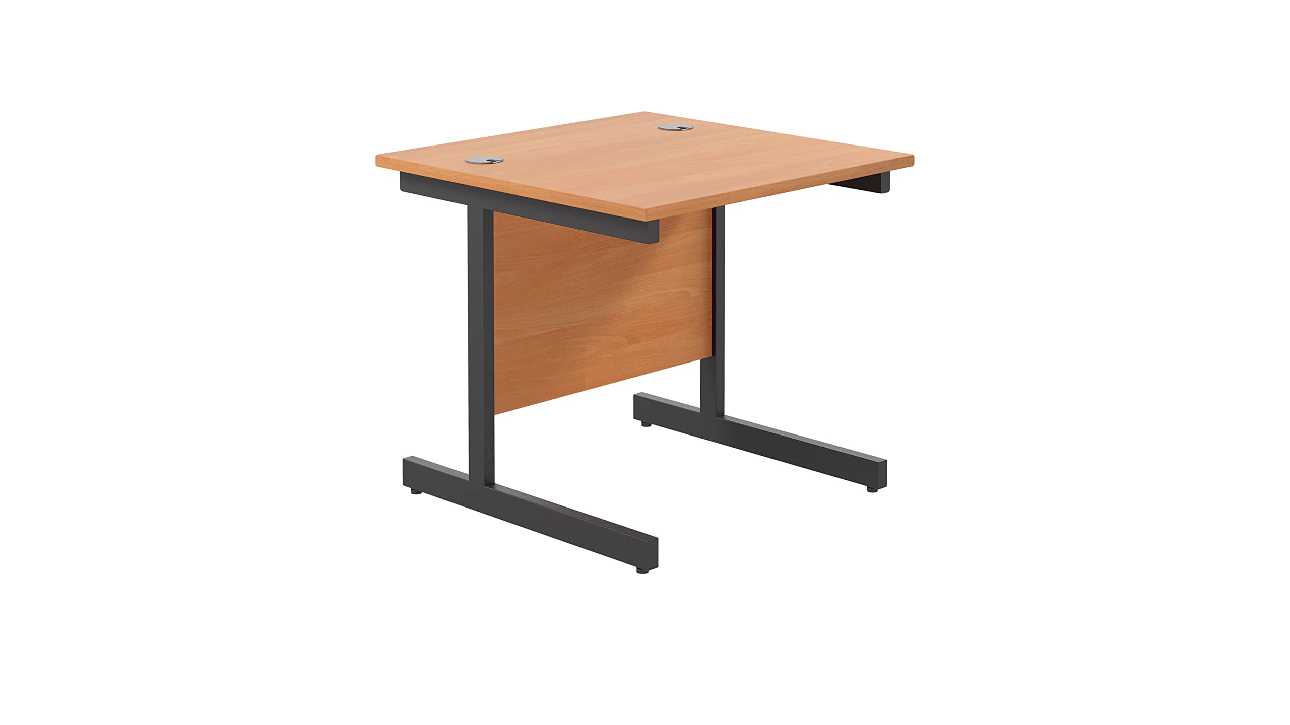 Office Hippo Heavy Duty Rectangular Cantilever Desk - Home Office Table + Integrated Cable Ports, PC Desk - 5 Yr Warranty - Silver Frame/Oak Top, 120cm x 80cm — view 78