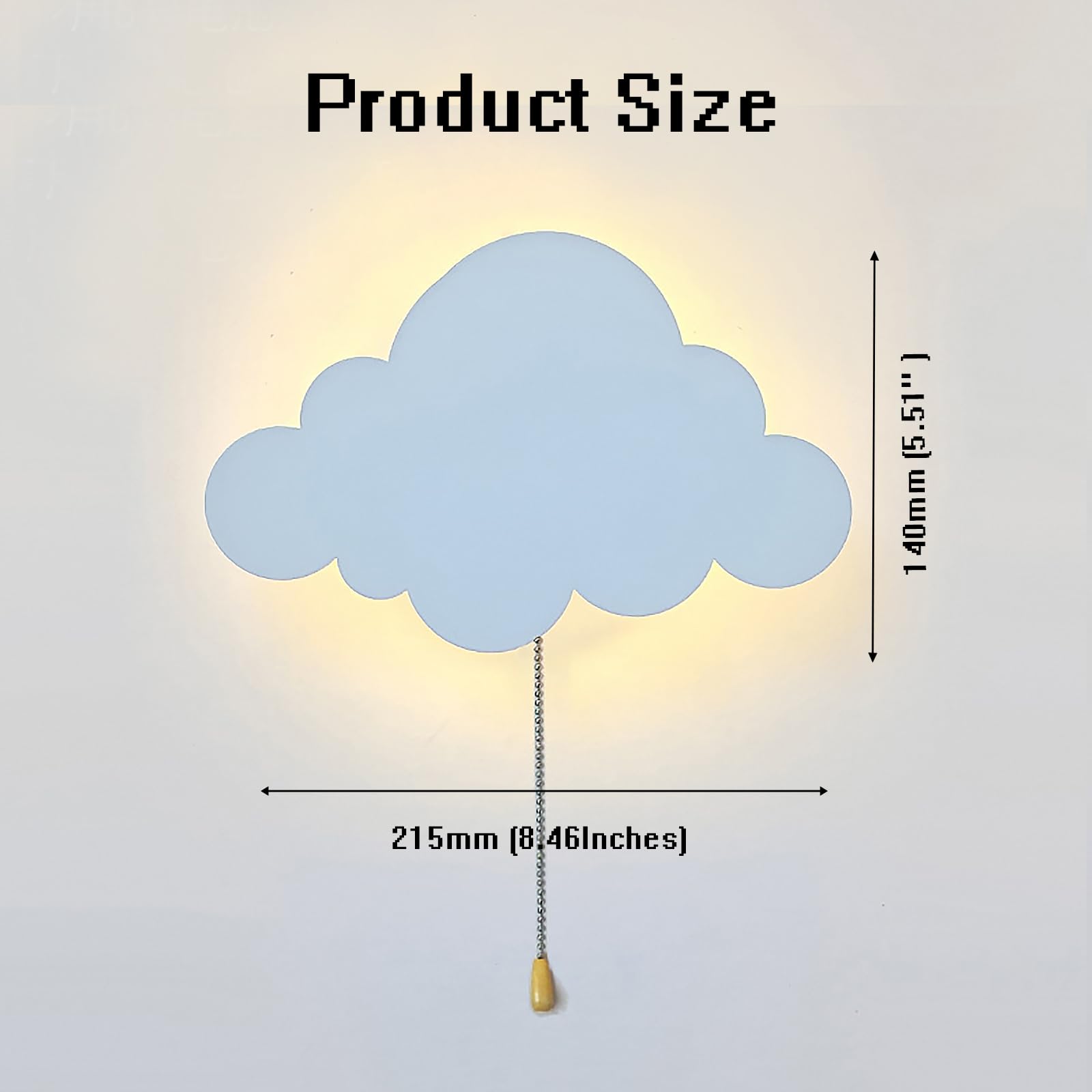 Chrasy Applique Murale LED Enfant 5W Nuage/Étoile Applique LED Veilleuse à Tirette Lumière Chaude Douce, Double Alimentation USB/Piles, en Fer Blanc pour Chambre Bébé, Lecture, Décorative (Nuage)