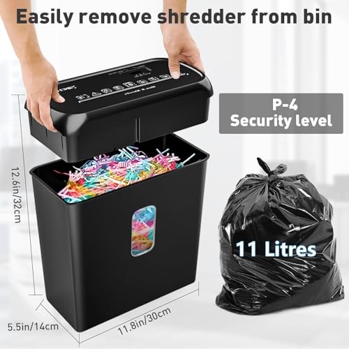 SINCHEREU Aktenvernichter,6 Blatt Kreuzschnitt Papierschredder,Sicherheitsstufe P4,Schredder mit 11L Papierkorb,Kreditkarte/CD,Überhitzungsschutz,Elektrischer Reißwolf für Zuhause und Büro