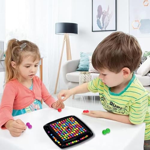 Intellektuelles Schachbrett Doppelduell,168 Stück Brettspiel Kugeln,Elimination Brettspiel,Intellectual Chessboard,Rainbow Ball Brettspiels,Schachbrett Bunte Kugeln