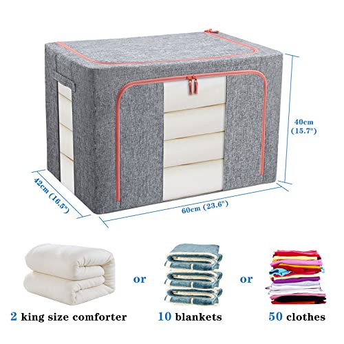 FUSACONY Closet Organizers and Storage, Foldable Oxford Cloth Steel Frame Box,2 Pack,Clear Window & Carry Handles, Waterproof - Image 3
