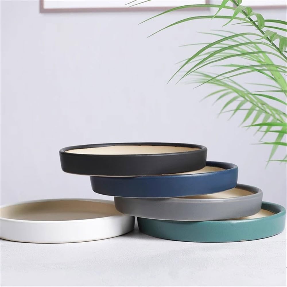 Bandejas para Plantas Bandejas de Goteo Redondas for Plantas de 6,5 Pulgadas, platillo de cerámica for jardinería doméstica Macetas y platillos(Negro)