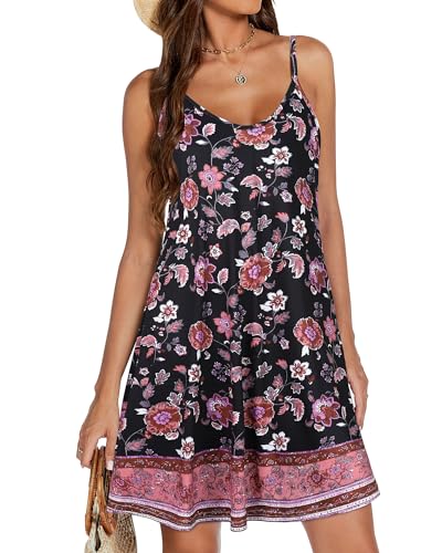 Image of elescat Womens Summer Dresses Spaghetti Strap V Neck Casual Sleeveless Sundress Beach Cover Ups with Pockets 2026