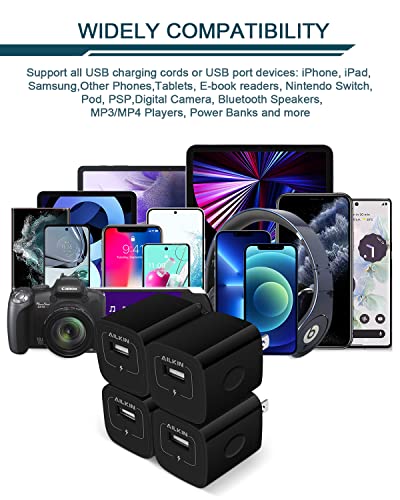 Image of AILKIN USB Wall Charger, Charger Adapter, Ailkin 2-Pack 2.1Amp Dual Port Quick Charger Plug Cube for Compatible with iPhone X /8 /7 /6S /6S Plus /6 Plus /6, Compatible