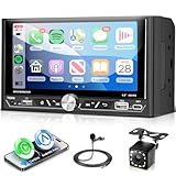 VECHTEL Radio de Coche 2 DIN con CarPlay Android Auto Inalambrico, 6,8 Pulgadas IPS Pantalla Táctil Auto Radio Soporte Bluetooth FM/Am/RDS 2USB/Tipo-C Controles en el Volante Mando a Distancia Cámara