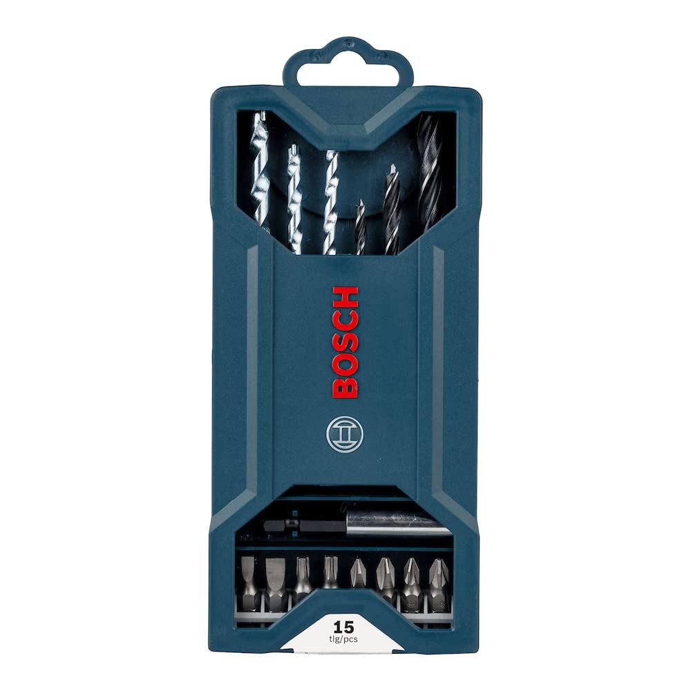 Bosch Professional 15 pc Mini X Line with Masonry bits, wood drill bits and screwdriver bits