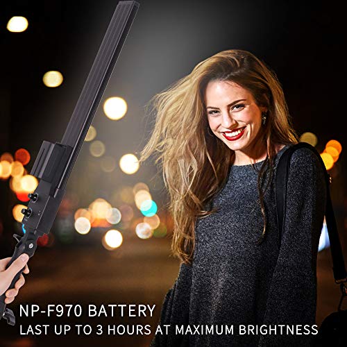 GSKAIWEN LED Videolicht batteriebetriebenes Fotolicht mit tragbarer Handstab,dimmbar 2800-5500K Photo Studio-Beleuchtungsset mit NP-F970 Lithium-Ionen-Akku und Lichtständer für Porträt, Außenvideo – Bild 5