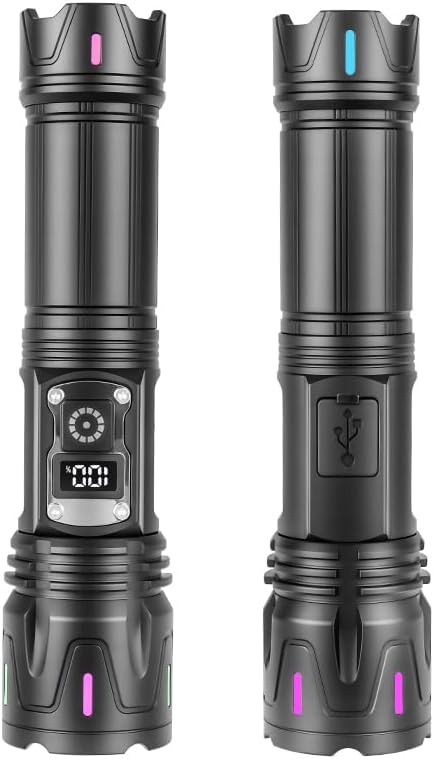 Linternas recargables de alto lúmenes, linterna táctica de mano LED de 1000 lúmenes, luces de flash ajustables de alta potencia, 5 modos potentes