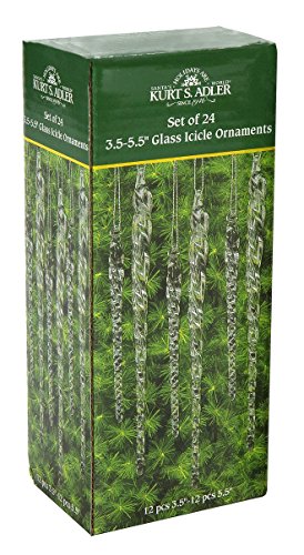 Kurt Adler 3-1/2-Inch-5-1/2-Inch Clear Glass Icicle Ornament Set of 24 Pieces (1) - Image 7