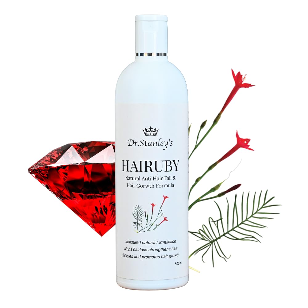 Dr.Stanley's Hairuby - Effective Oil for Hair Fall Control and Growth (500ML) - Natural Loss Treatment for Men & Women - Ayurvedic