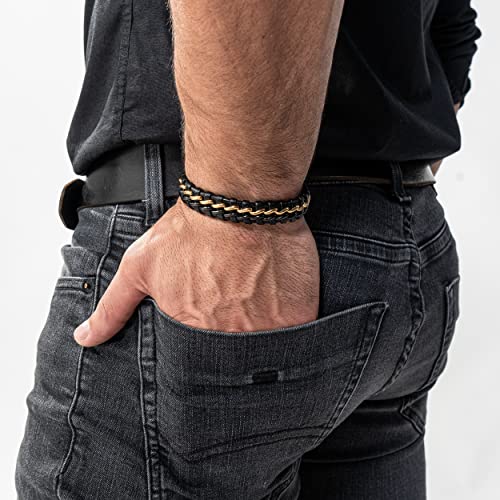 SERASAR | Premium Genuine Leather Bracelet [Steel] for Men in Black | Magnetic Stainless Steel Clasp in Black, Silver and Gold | Exclusive Jewellery Box | Great Gift Idea3