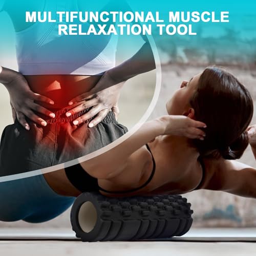 Foam Roller spiermassagerol voor het verlichten van spierspanning en drukontlasting in de rug op de wervelkolom massageapparaat voor Trigger Point 30 × 8 cm (zwart) - Afbeelding 4