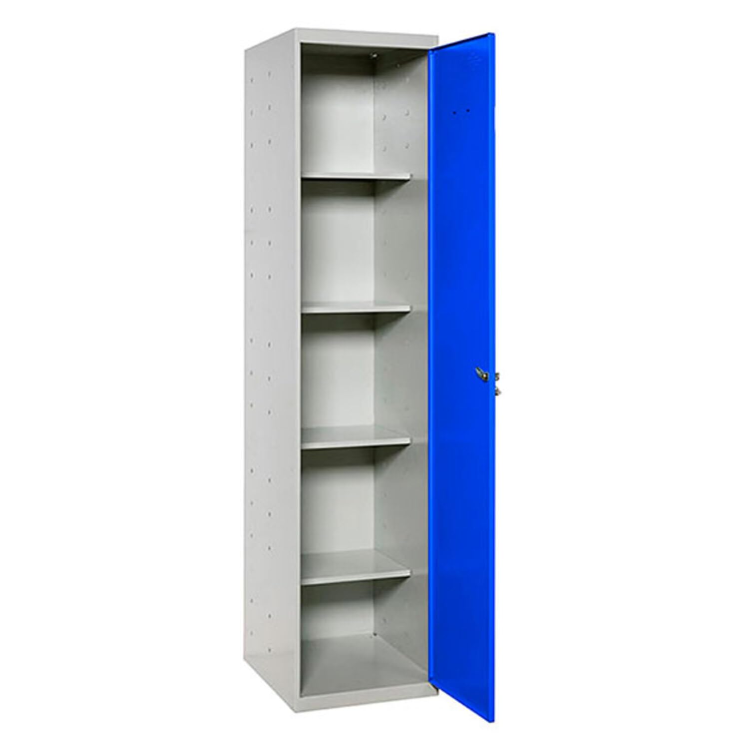 Simon Rack Armoire Métallique de Rangement 1800x400x400, 1 Porte, 4 Étagères, Charge 0 kg par Niveau, Gris/Bleu - Simonlocker