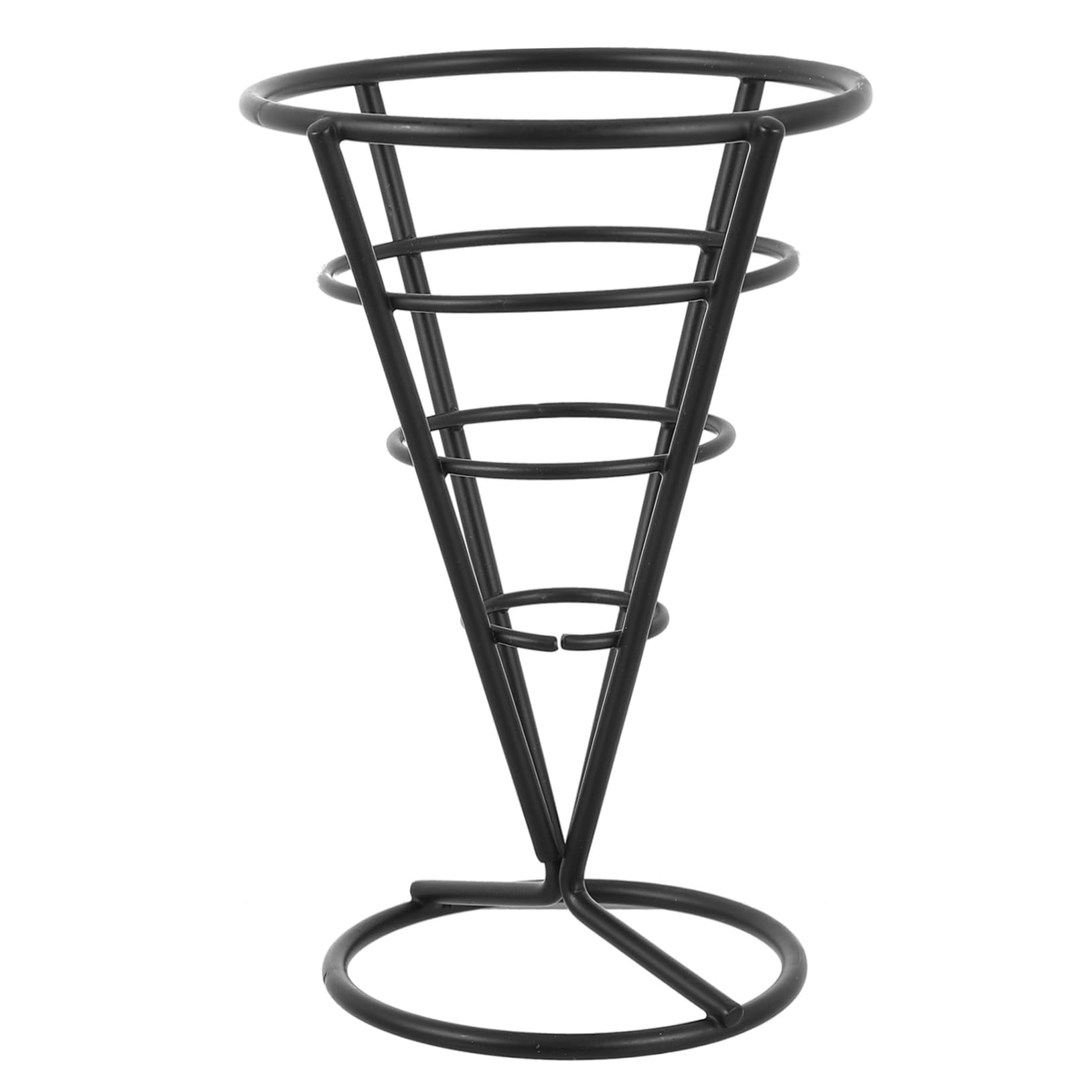 GRIRIW Cone Snack Holder Chip Basket Net Cone French Fry Holder Stand French Fries Chips Stand Wire French Chips Basket Holders French Cone Fried Chicken Stainless Steel Black