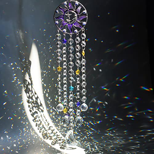 Crystal Sun Catcher Chandelier Wind Chime,Glass Rainbow Suncatcher,Blue Evil Eye Wall Hanging Ornament,Crystal Christmas Tree Decorations #TOP1