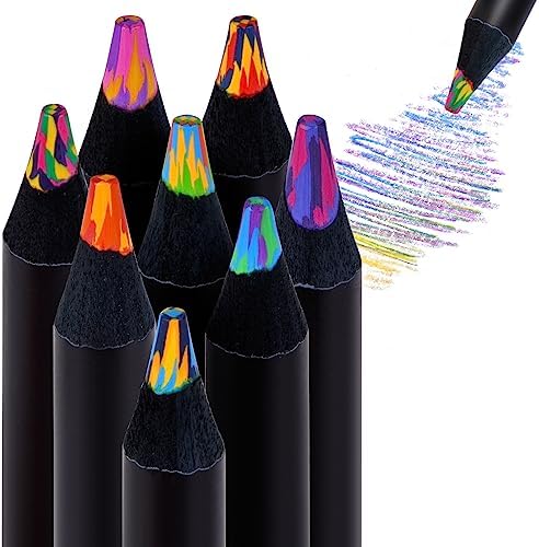 24 Stück Regenbogen Buntstifte Kinder, Dreikant Farbstifte Set für Kinder Zeichnung Pencil, 4 in 1 Farben Regenbogenstift Bleistifte,Kinder