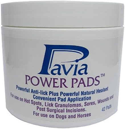 Pavia Power Pads with Natural Antibacterial Bee Propolis and Oregano Oil. Promotes Healing of Lick granulomas, sores, and incisions. 42 Pads/jar.