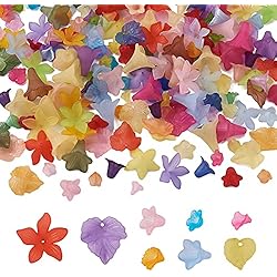 Beadthoven - 240 cuentas acrílicas transparentes esmeriladas con cuentas de flores y hojas de arce para joyería, collares y pendientes, 8 estilos