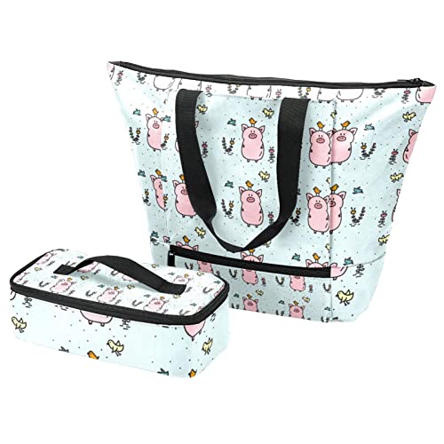 Grand sac fourre-tout et boîte à déjeuner avec sacs isolants pour travail et école
