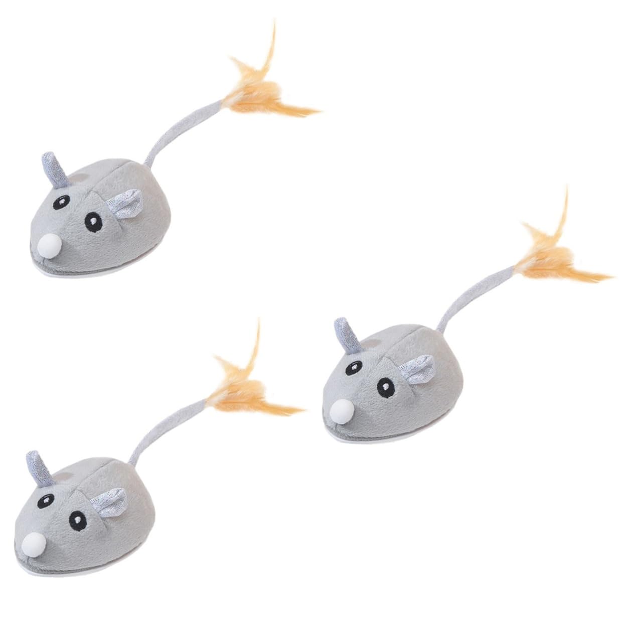 INOOMP 3 Piezas Juguete del Gato del Ratón Juguete Automático para Gatos Juguetes para Gatos y Ratones Felpa Ratón Recargable Interesante Juguete para Ratón Gato Plastico Abs USB