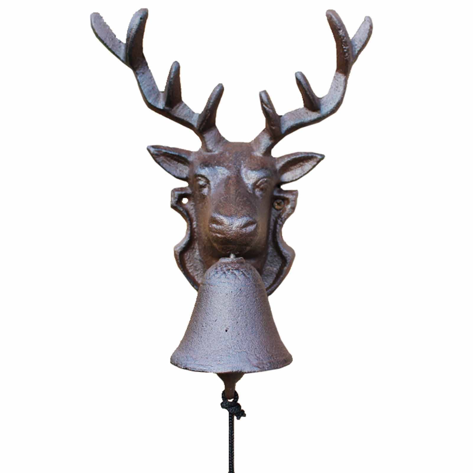 Sonnette de porte en fonte cerf : oubliez les pannes de piles avec le carillon manuel