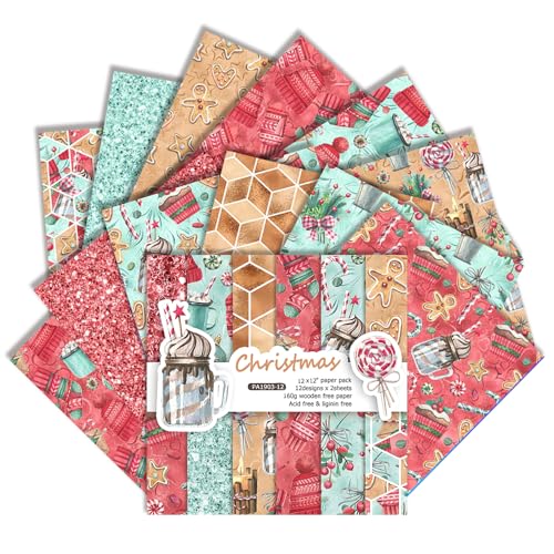 Papier scrapbooking d'hiver rouge 30x30 cm pour albums photo de Noël