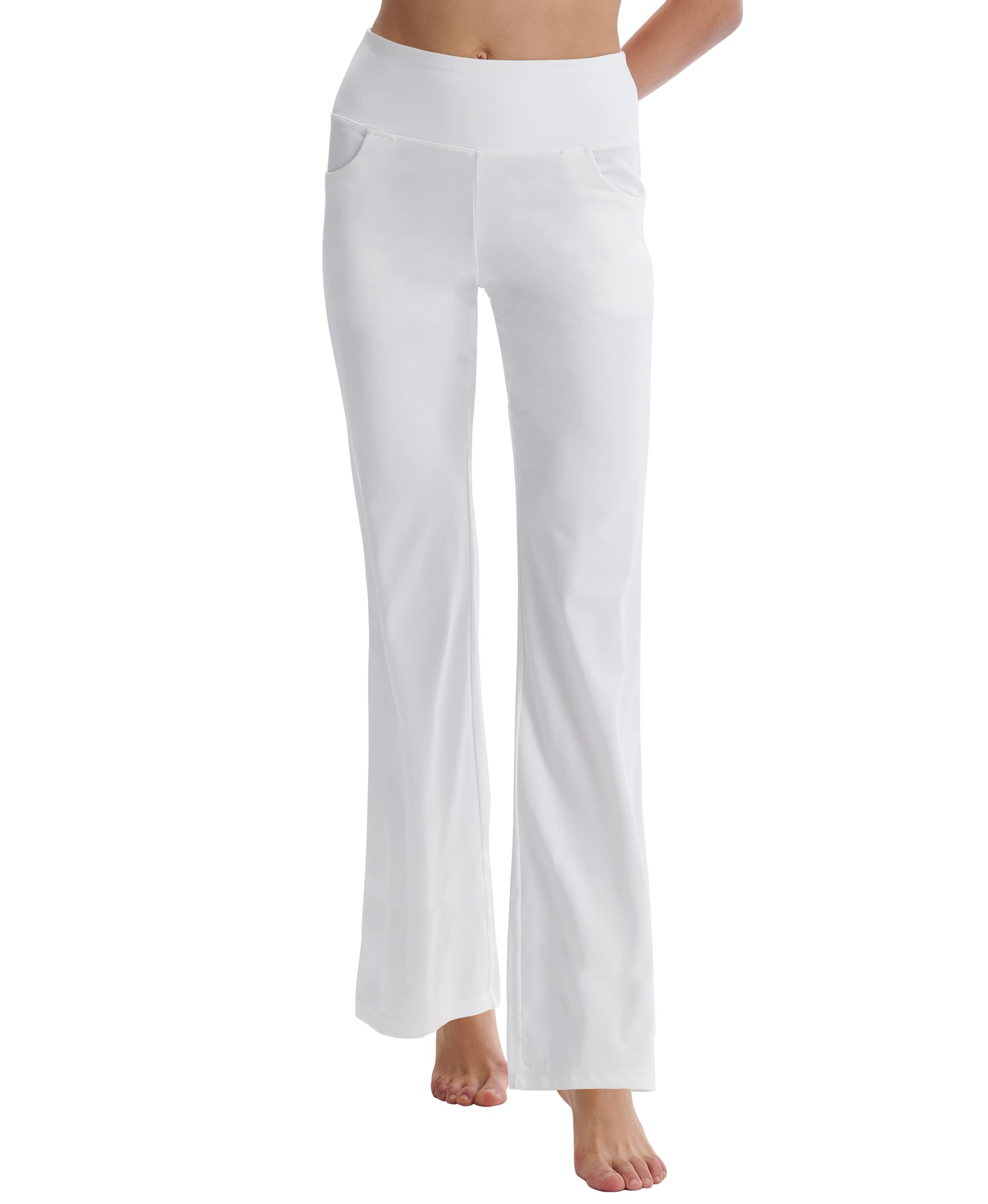 LaiEr Pantaloni da Yoga da Donna con Tasche a Vita Alta Svasata Bootleg Yoga Pantaloni da Allenamento con Tasche Laterali