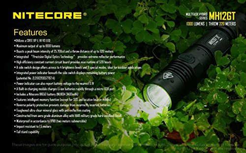 Nitecore Combo Mh12 V2 Rechargeable Flashlight W/Ncp30 Holster +2X Free Eco-Sensa Batteries #TOP1