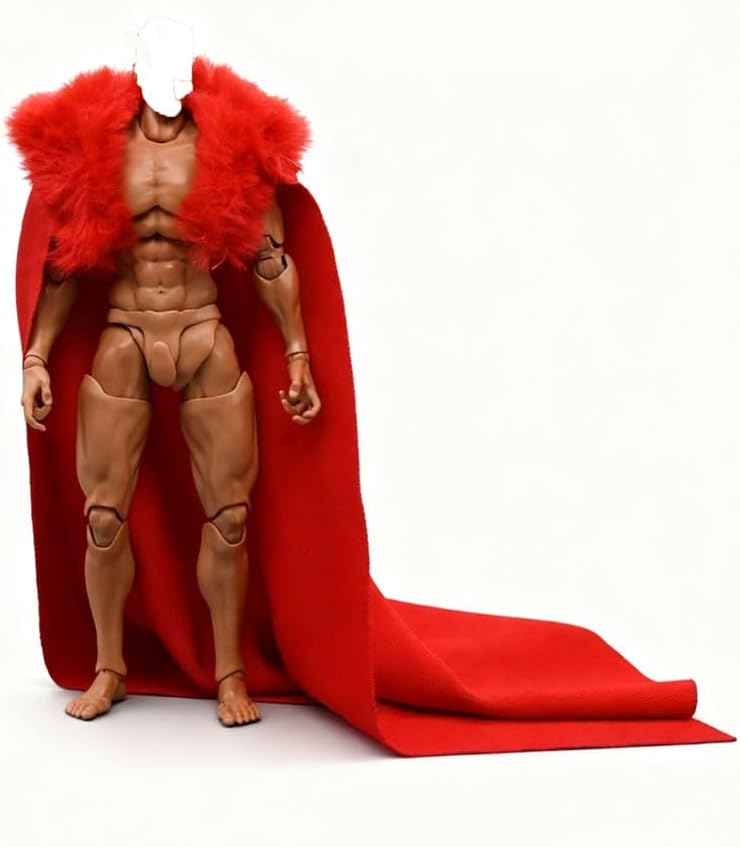 1/6 Scale Big Fur Collar Cloak Cape Trailing Outfit for 12'' Action Figure Custom (Black)