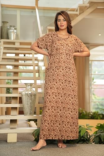 Image of G4Girl Women's Regular Nighty Rajasthani Nighty Rajasthani Gown Jaipuri Nighty Jaipuri Gown Maxi Gown with Pocket - (Combo)