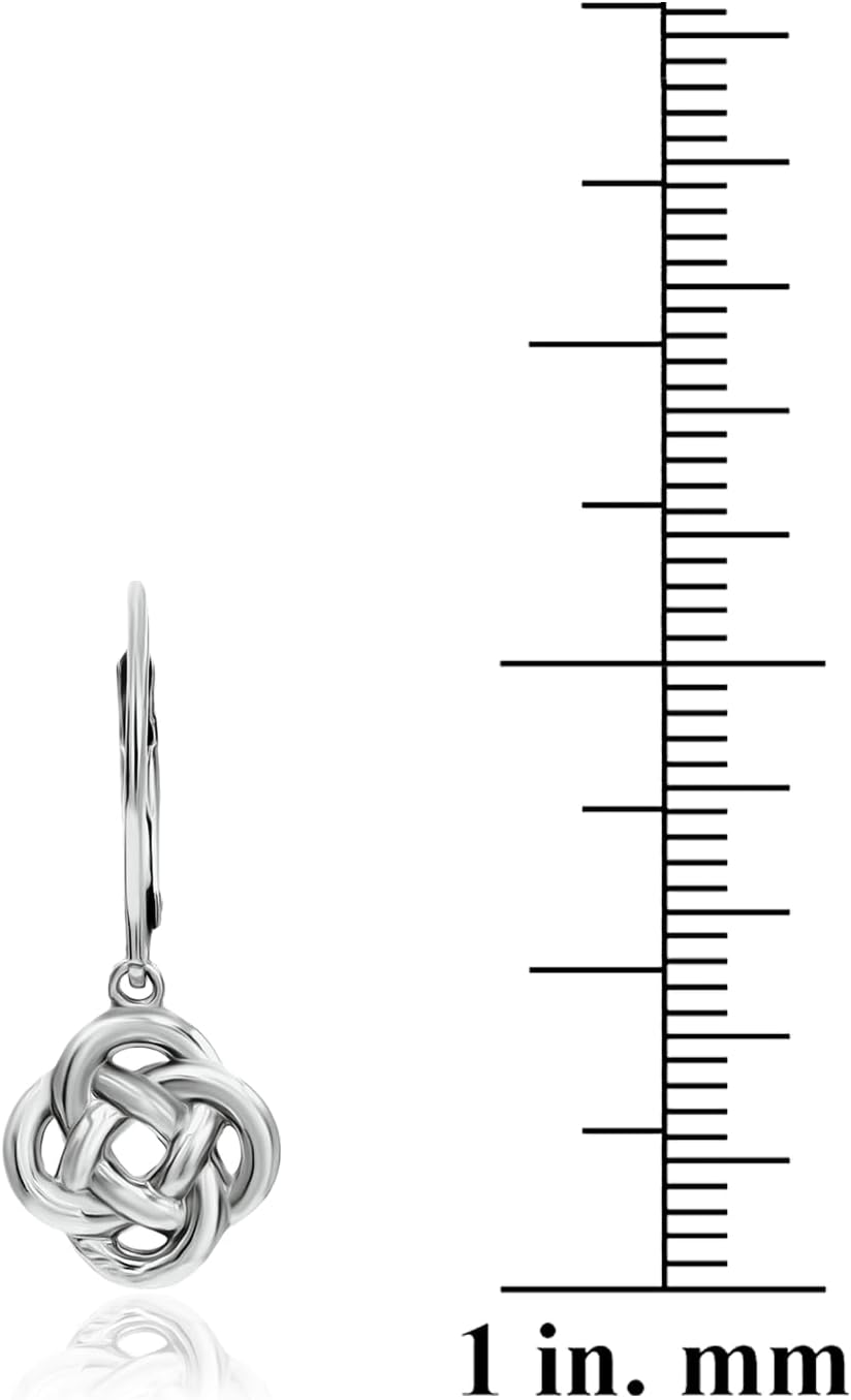 Sterling Silver Love Knot Flower Leverback Dangle Earrings for Women - Image 3
