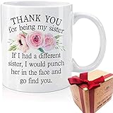 CHIEN-CHI LILI Thank You for Being My Sister Novelty Coffee Mug gift for Friend, Sister, Sibling,...