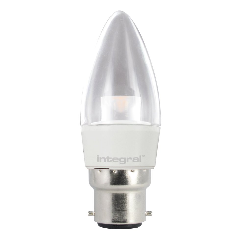 Integral LED Warm Light Non-Dimmable LED Bulb Clear Candle Lamp (B22 Large Bayonet, 3.8 W, 2700 k, 250 lm) - White