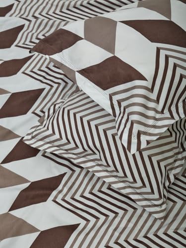 Image of ROSARAHOME 180 TC Microfiber Flat Queen Size Double Bed Bedsheet with 2 Pillow Cover| Bedsheet:240cmx225cm Pillow Covers:45cmx70cm,Abstract Light Brown