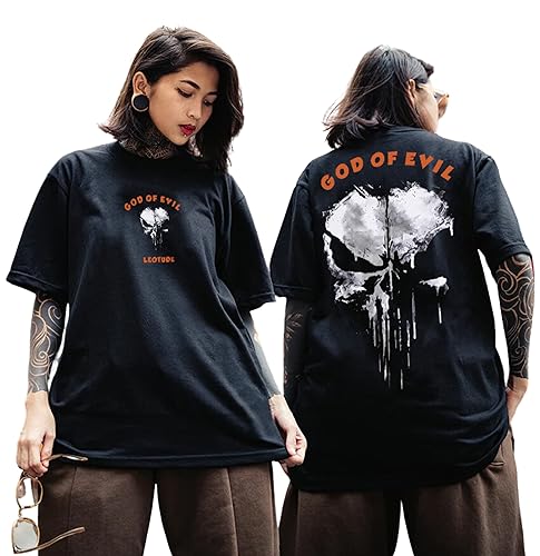 Image of LEOTUDE Oversized Cottonblend Half Sleeve Back Printed Drop Shoulder Men T-Shirt (Color Black)