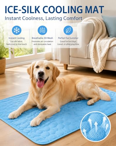 Tapis rafraîchissant chat chien lavable soie glacée rose - 7