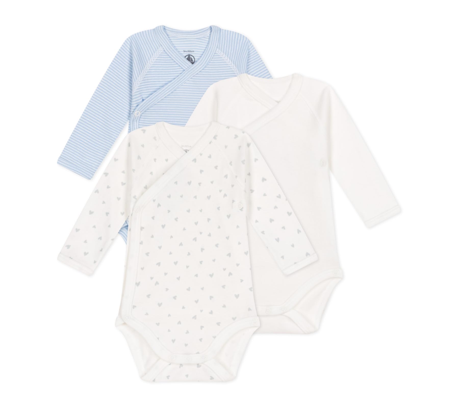Petit Bateau Unisex Baby A0cb8 Langarm-Bodys zur Geburt (3er Pack)