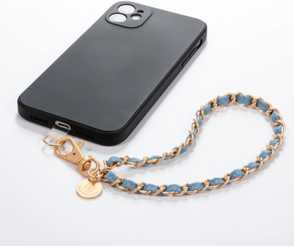 Miami Chains & Co. - Phone Wristlet with Matte Gold Plated Chain iPhone Wrist Strap, Phone Wristlet Lanyard for Women