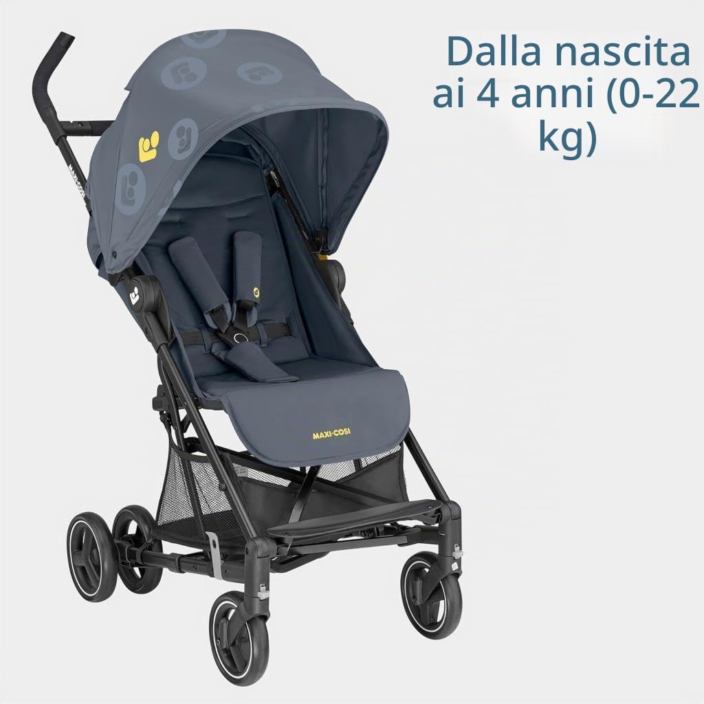 Maxi-Cosi Mara Passeggino Leggero e Compatto, Reclinabile Fino Alla Posizione Nanna, Richiudibile con Una Mano, Seduta Spaziosa e Comoda, Omologato Fino a 22 kg, Brave Graphite
