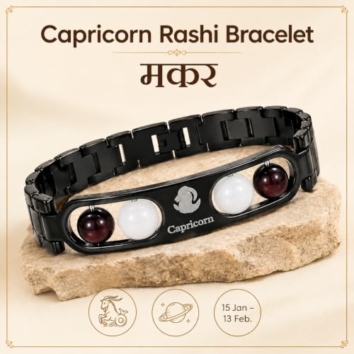Image of Gratify Birth Crystal Metal Rashi Bracelet for Men & Women | Natural Gemstone Bracelet | Adjustable Spiritual Crystal Bracelet | Includes Authenticity Certificate | Gift for Astrology Lovers