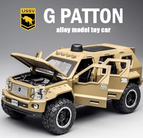 Image of 1:24 Big Size G Patton Scale Model Car - Exclusive Alloy Metal Pull Back Die Cast Car Toy with Openable Doors, Light & Music - Best Gifts for Kids【Colors as Per Stock】