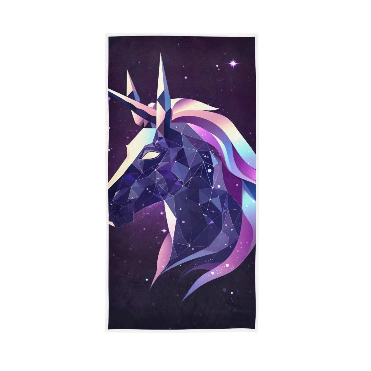 HUYGD Purple Galaxy Unicorn Head Hand Towel, Multipurpose Spa Towels for Hand, Face, Hair, Bath 15 x 30 Inches