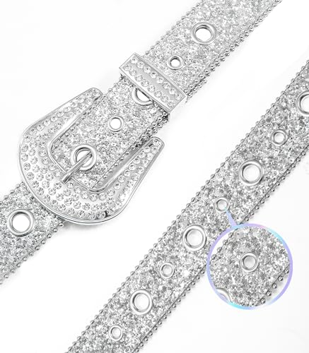 Kajeer Rhinestone Belt for Women Men, Bling Belt Vintage Cowgirl Belt Sequin Diamond Studded Western Cowboy Belts for Jeans4