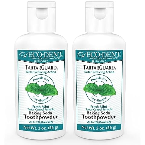Eco-Dent TartarGuard Baking Soda Toothpowder - Enzyme Cleaning Action for Tartar Control, SLS-Free, Fluoride-Free Toothpaste Alternative, Fresh Mint Tooth Powder, 2 Oz (Pack of 2) Cover