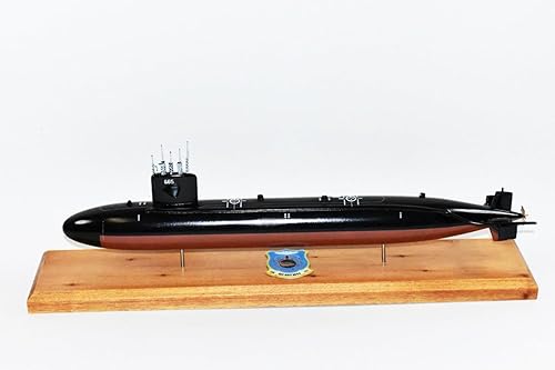 Squadron Nostalgia LLC USS Guitarro SSN-665 Modelo de submarino, US Navy, modelo a escala, caoba, clase de esturión