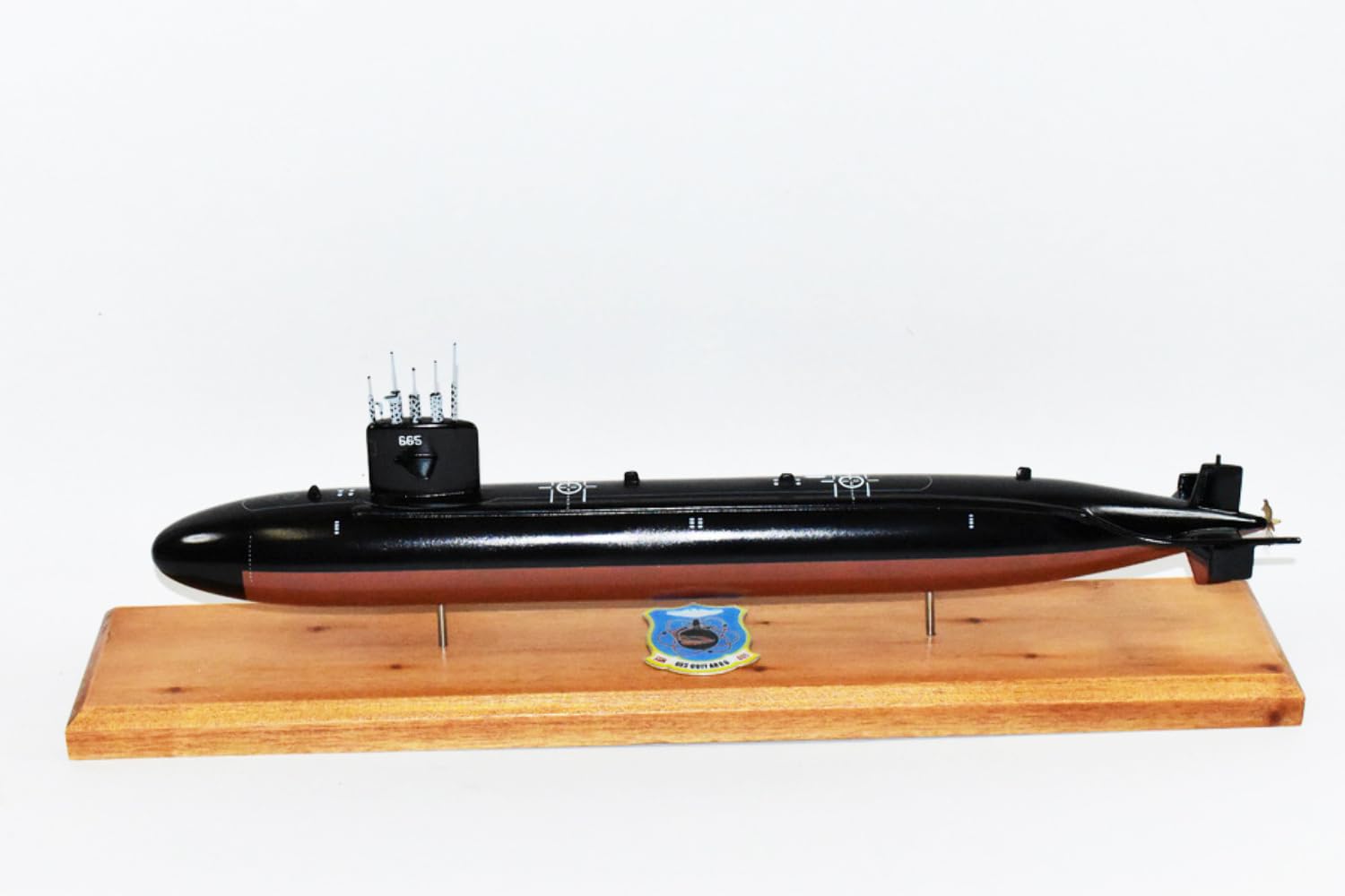 Squadron Nostalgia LLC USS Guitarro SSN-665 Submarine Model, US Navy, Scale Model, Mahogany, Sturgeon Class